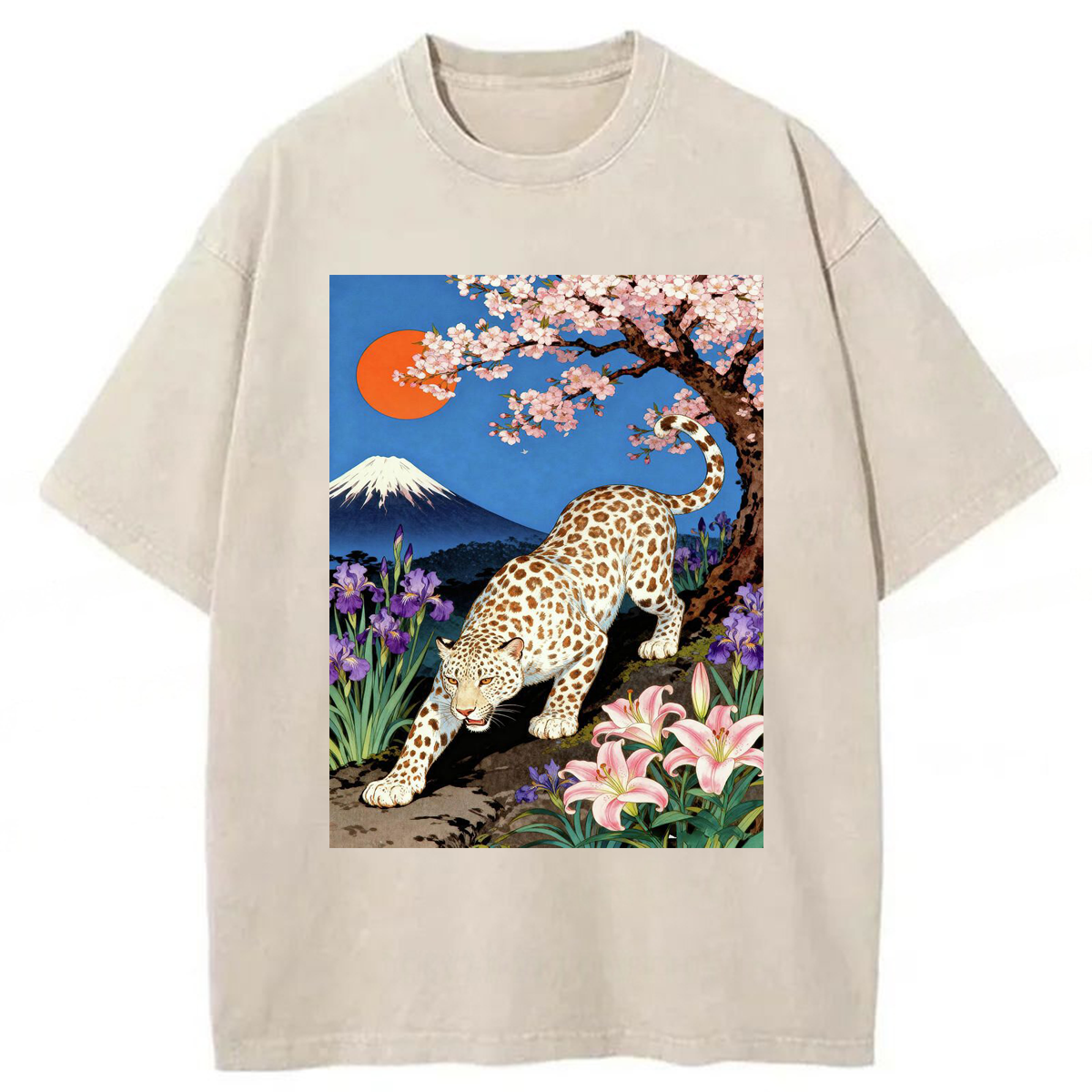 Tokyoviva Leopard Cherry Blossom Washed T-shirt