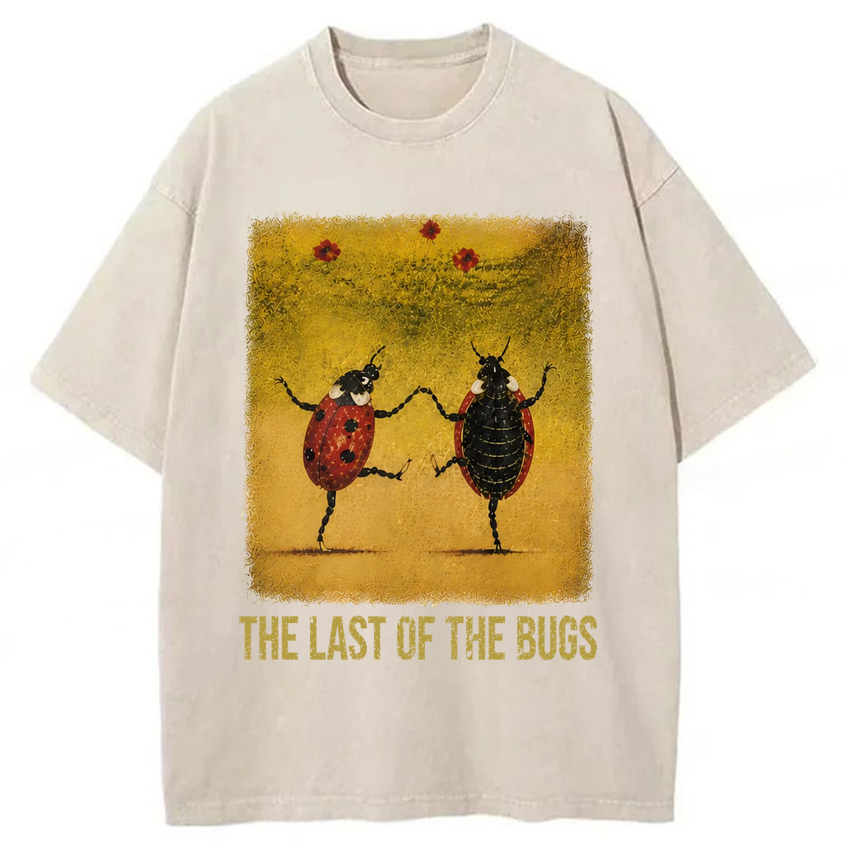 Tokyoviva Funny Dancing Ladybugs Washed T-shirt
