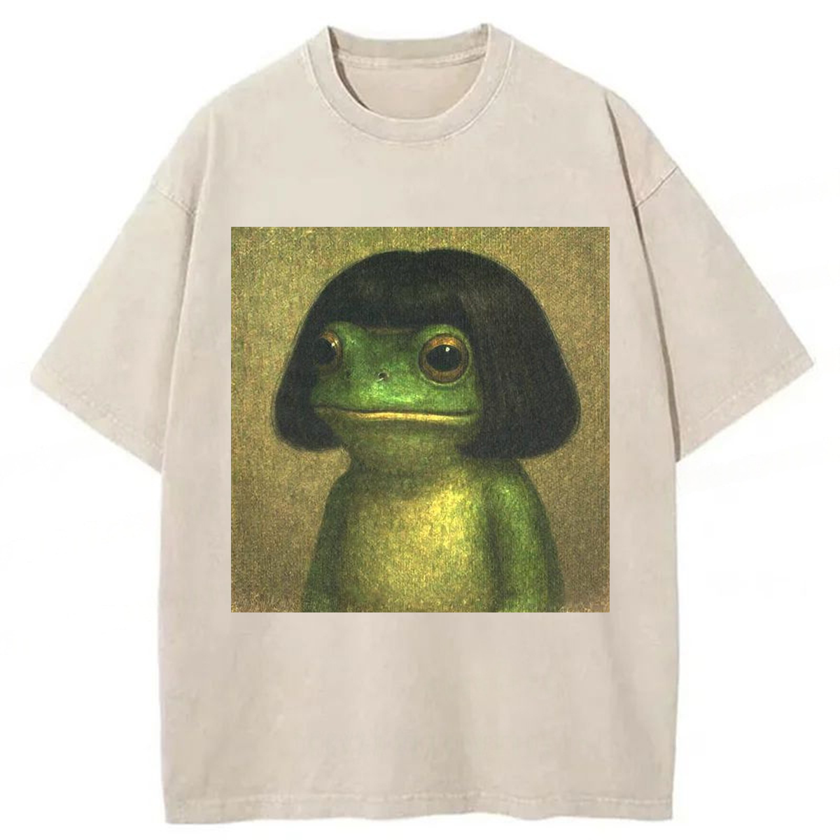 Tokyoviva Frog With Bob Haircut Meme Washed T-shirt