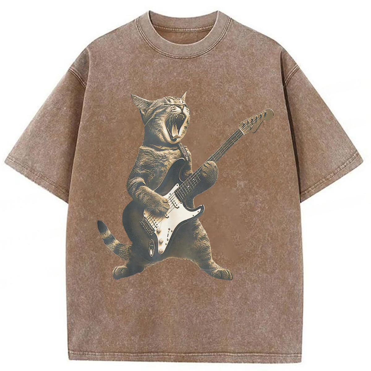 Tokyoviva Rock Cat Playing Guitar Washed T-shirt