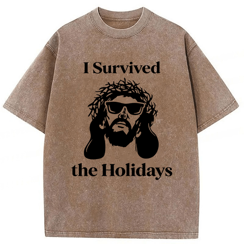 Tokyoviva Jesus I Survived The Holidays Washed T-shirt