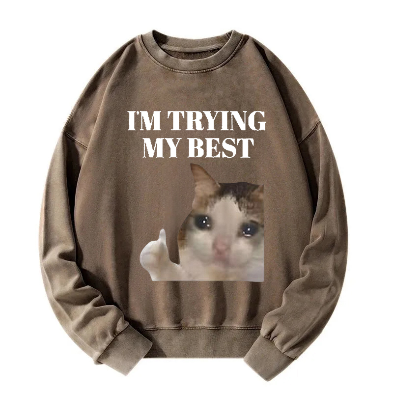 I'm Trying My Best Washed Sweatshirt