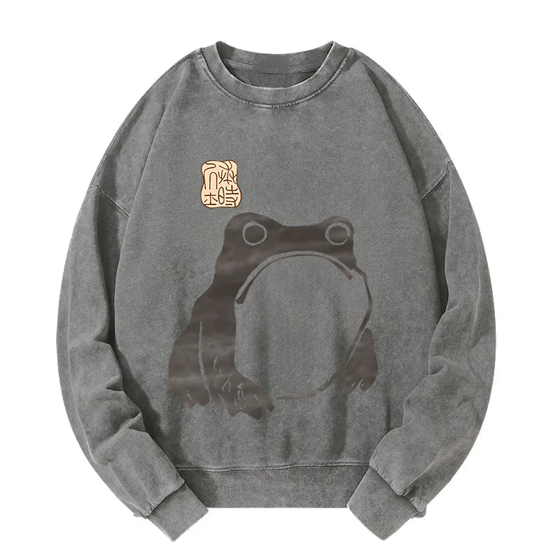 Matsumoto Hoji Woodblock Print Frog Washed Sweatshirt