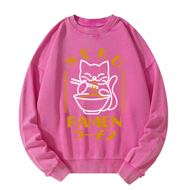 Cat Obsessed With Ramen Washed Sweatshirt