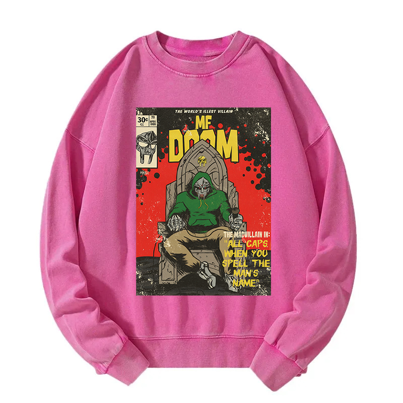 Rapper Doom Hip Hop Washed Sweatshirt