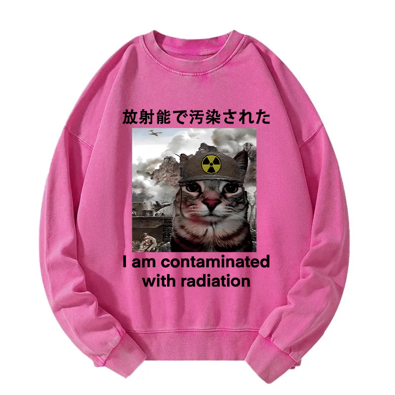 Cat Suffering From Nuclear Radiation Washed Sweatshirt