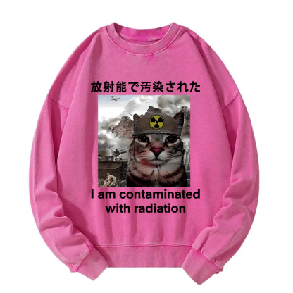 Cat Suffering From Nuclear Radiation Washed Sweatshirt