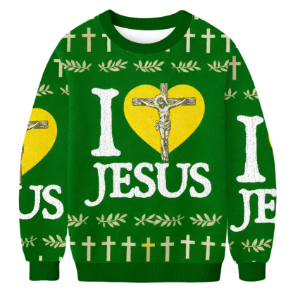 Baddiecat I Love Jesus Christmas Ugly Sweatshirt