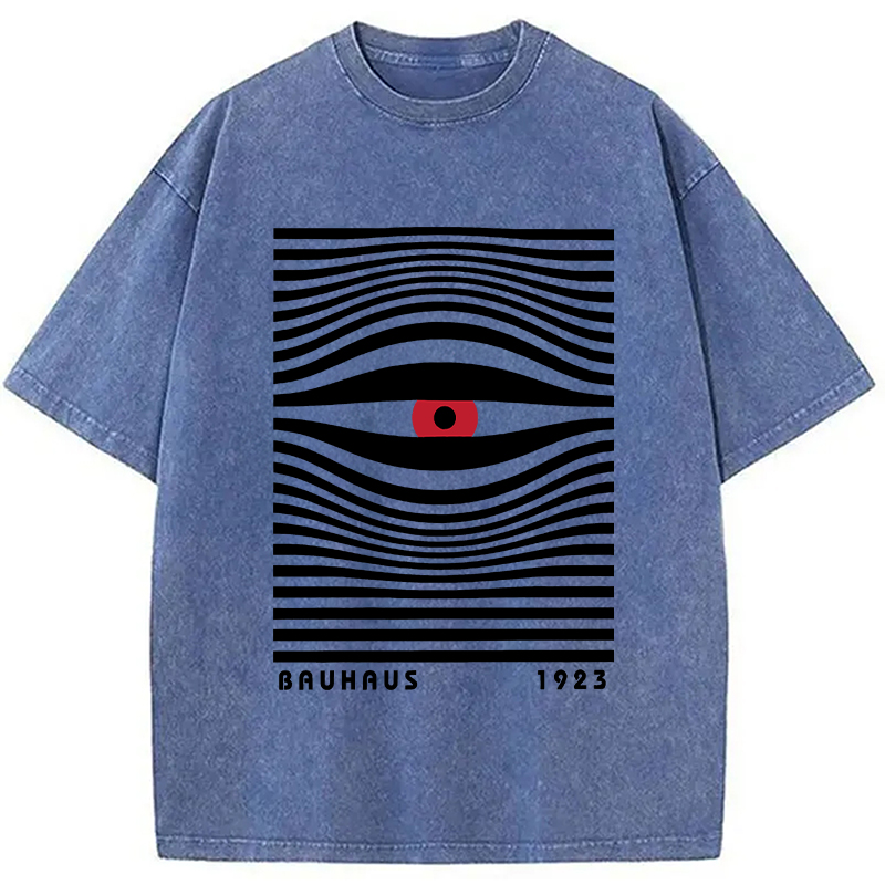 Geometric Eyes Printed Washed T-Shirt