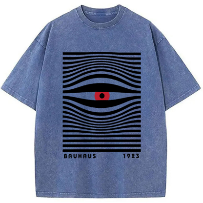 Geometric Eyes Printed Washed T-Shirt