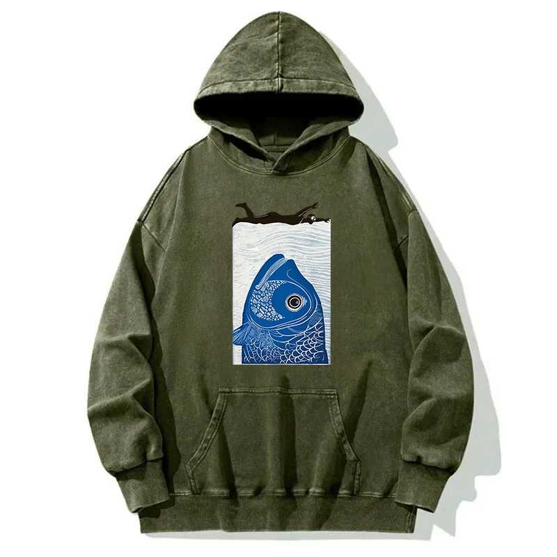 Lurking Fish Danger Washed Hoodie