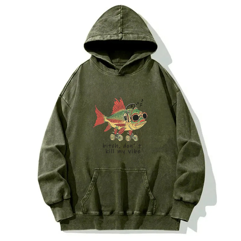 Cheerful Music Fish Washed Hoodie