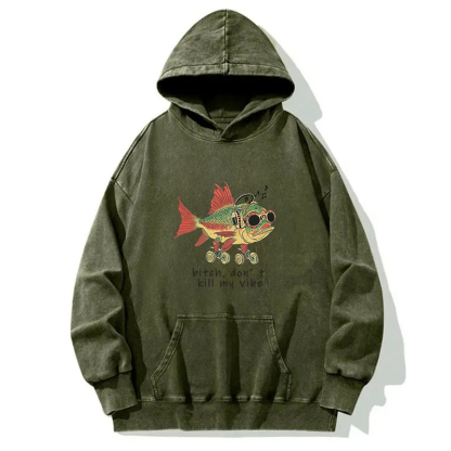 Cheerful Music Fish Washed Hoodie
