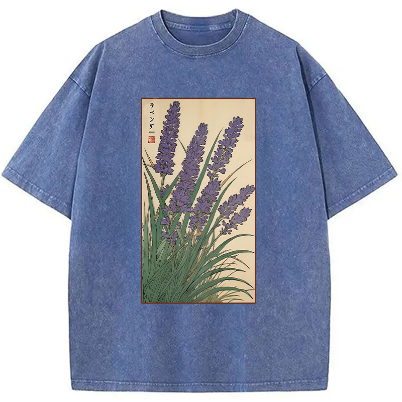 Lavender Ukiyo-e Japanese Washed T-Shirt