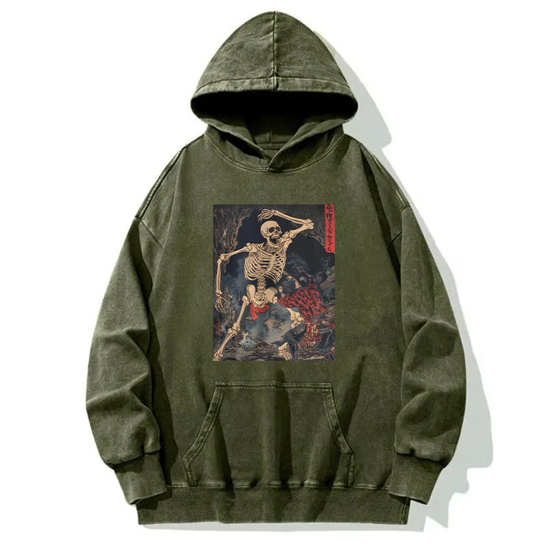 Japanese Horror Skeleton Washed Hoodie