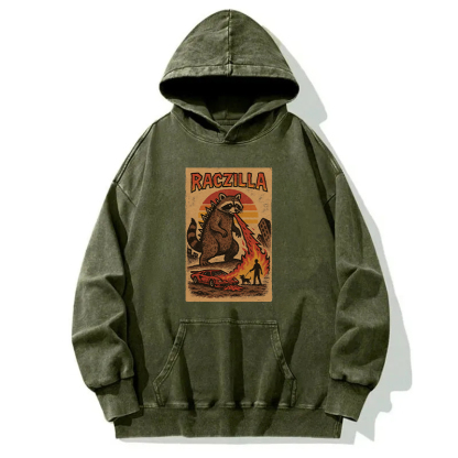 Funny Raczilla Washed Hoodie