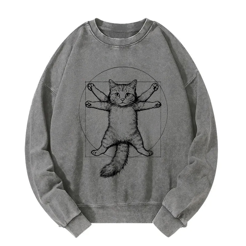 Da Vinci Cat Washed Sweatshirt