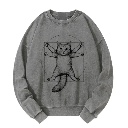 Da Vinci Cat Washed Sweatshirt