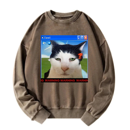 Warning Cat Washed Sweatshirt
