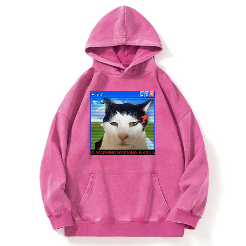Warning Cat Washed Hoodie
