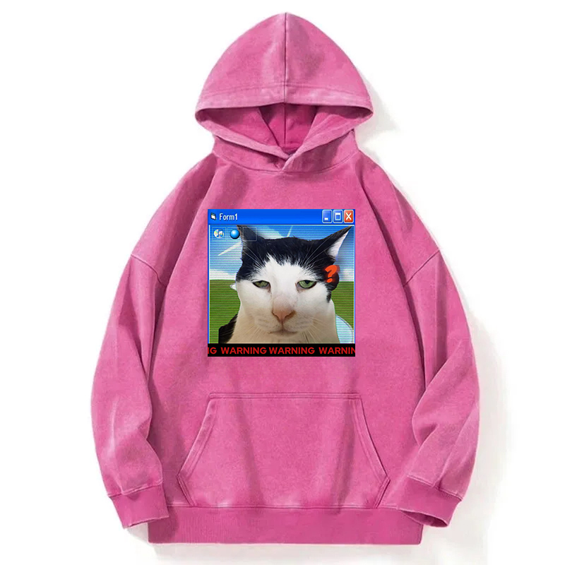 Warning Cat Washed Hoodie