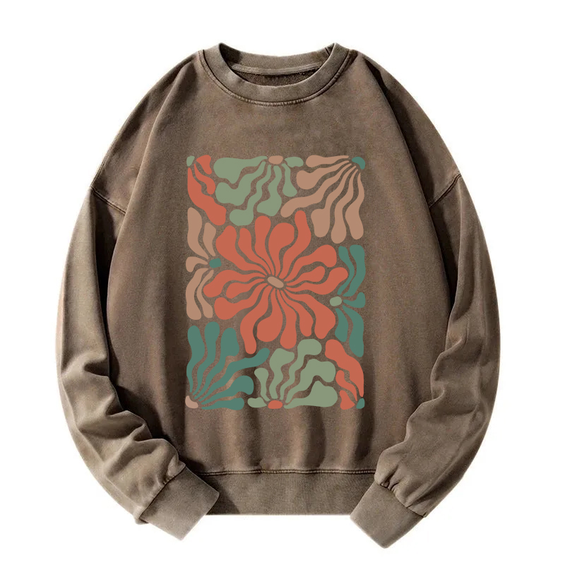 Floral Abstract Art Washed Sweatshirt