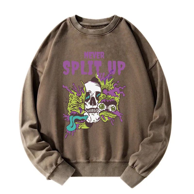 Never Split Up Skeleton Monster Washed Sweatshirt