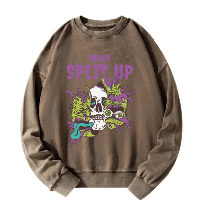 Never Split Up Skeleton Monster Washed Sweatshirt
