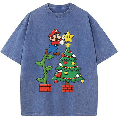 Super Mario Christmas Washed T-Shirt