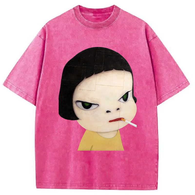 Too Young To Die Smoking Girl Washed T-Shirt