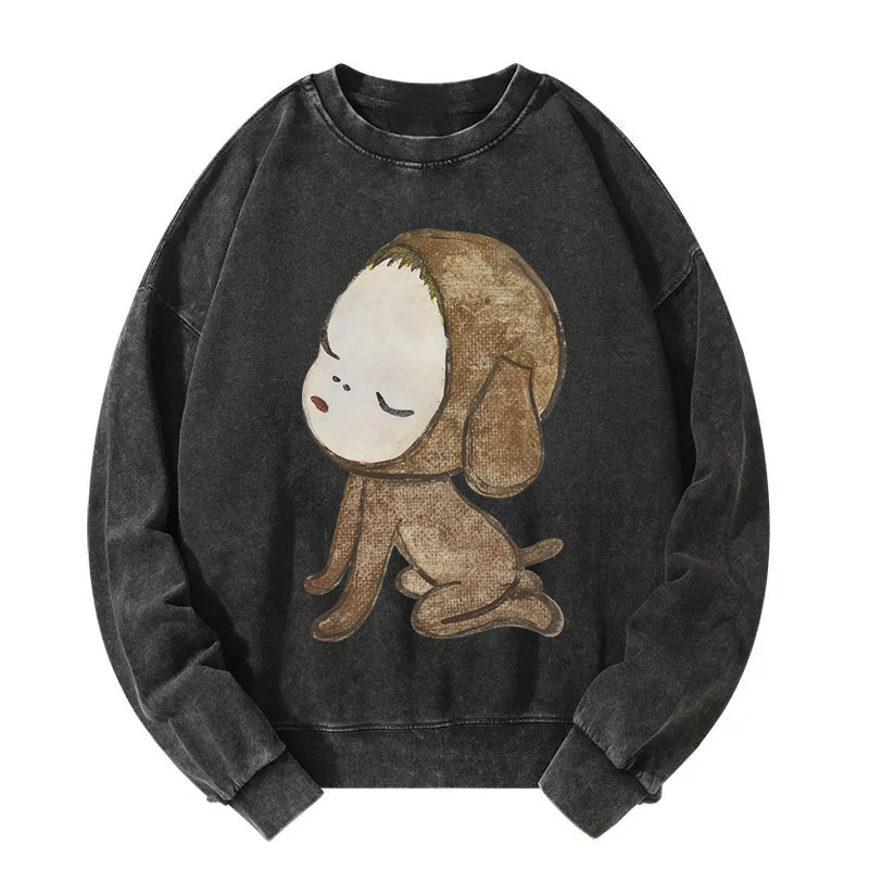 Abandoned Puppy Waiting Washed Sweatshirt