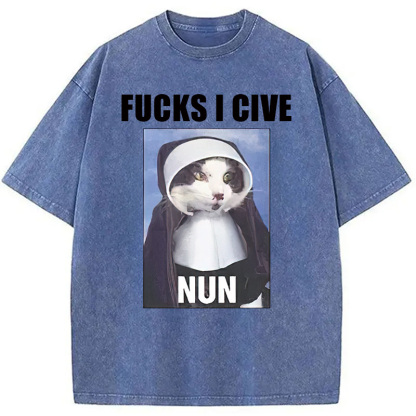 F*cks I give Nun Cat Washed T-Shirt