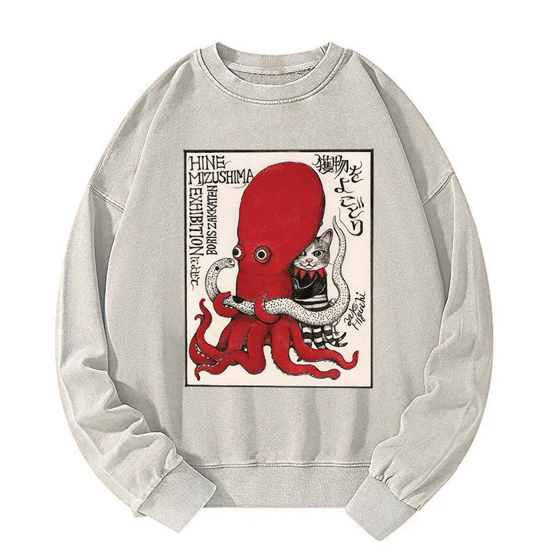 The Cat Controls The Octopus Washed Sweatshirt