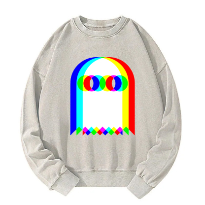 Halloween Psychedelic Ghosts Washed Sweatshirt