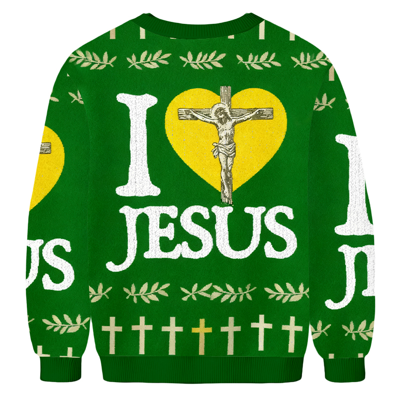 Baddiecat I Love Jesus Christmas Ugly Sweatshirt