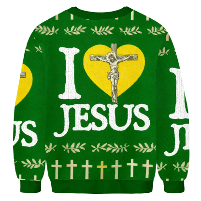 Baddiecat I Love Jesus Christmas Ugly Sweatshirt