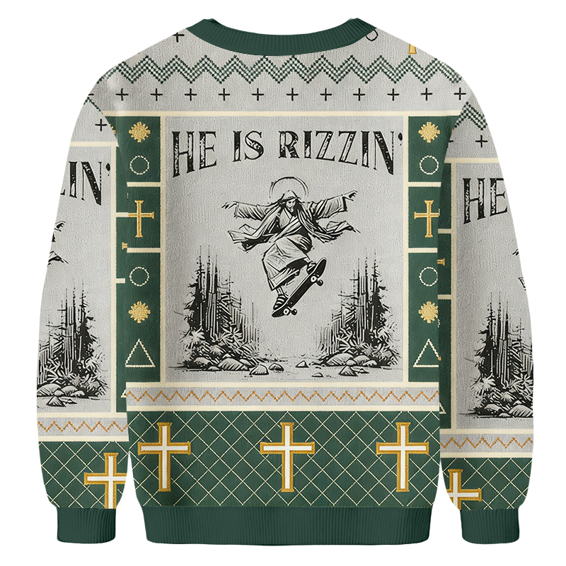 Baddiecat Funny Jesus Skateboard Ugly Sweatshirt