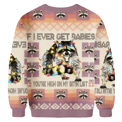 Baddiecat Raccoon Christmas Ugly Sweatshirt