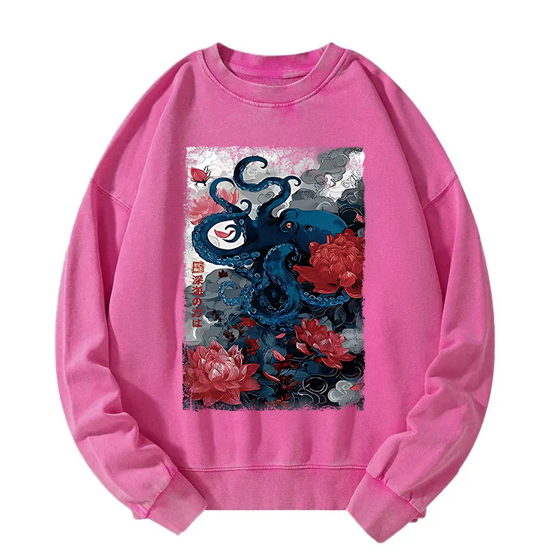 Deep Sea Retro Octopus Washed Sweatshirt