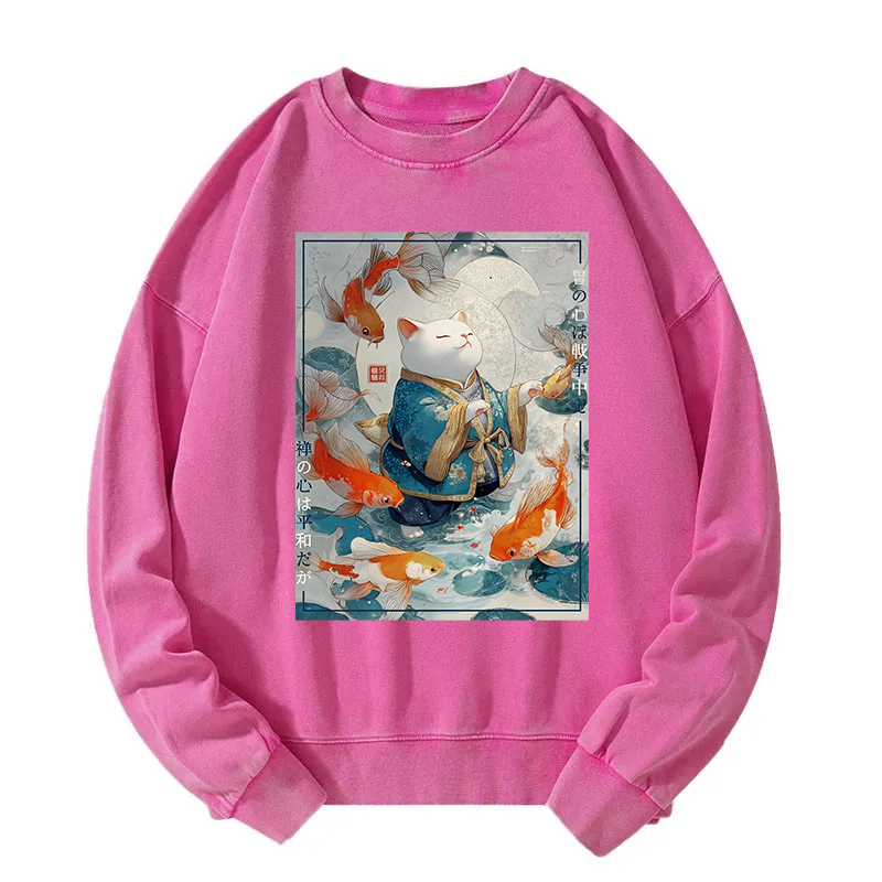 A Cat's Zen Washed Sweatshirt