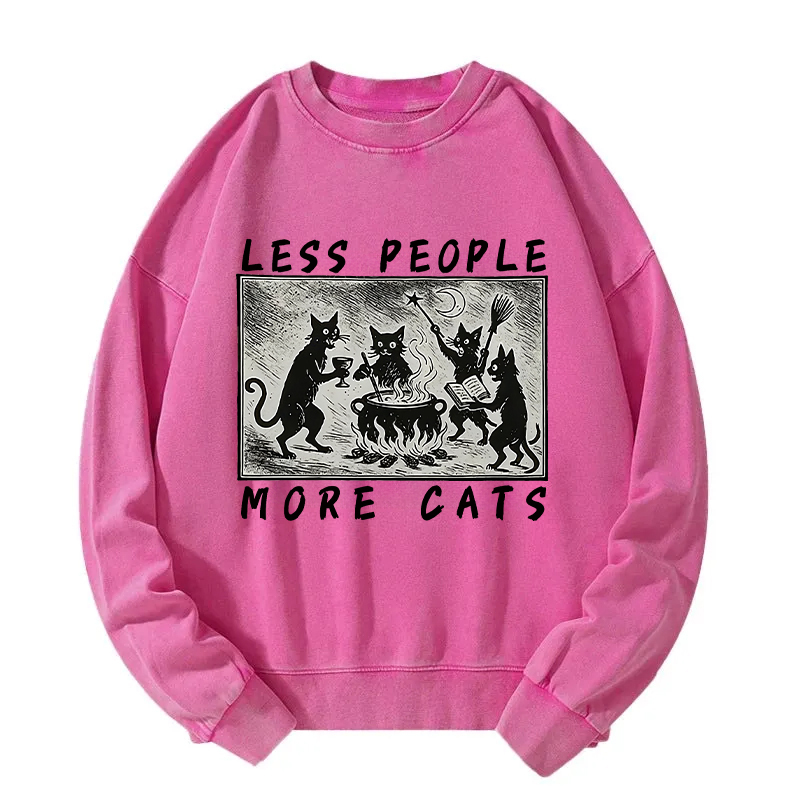Less People More Cats Washed Sweatshirt
