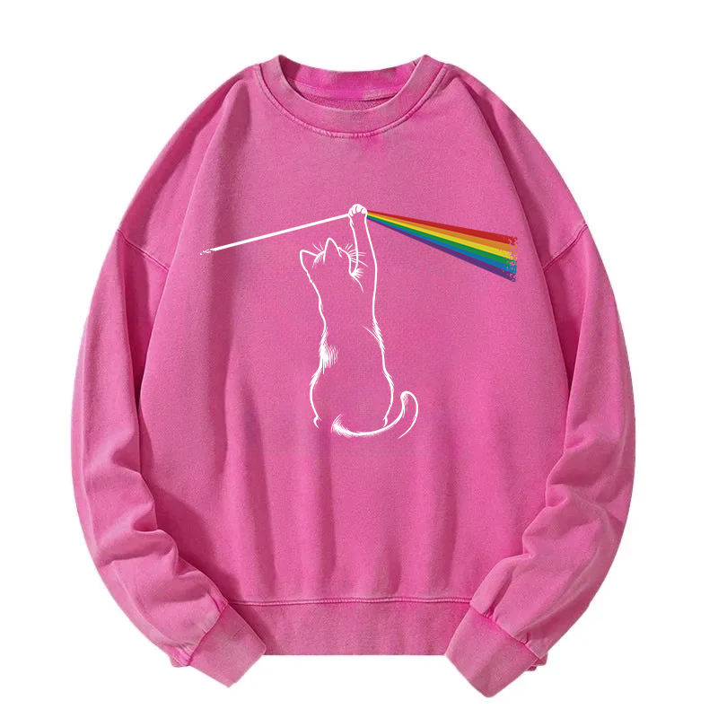 Funny Cat Rock Music Washed Sweatshirt