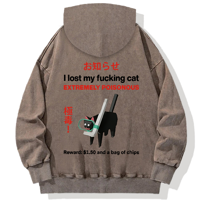 Find The Toxic Cat Funny Back Washed Hoodie