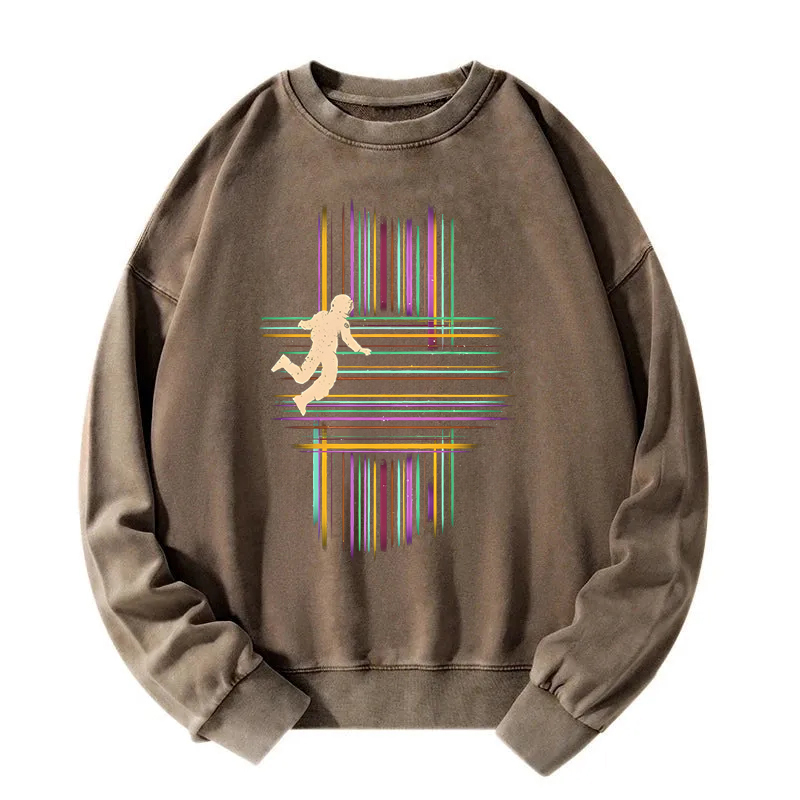 Five-Dimensional Linear Space Washed Sweatshirt