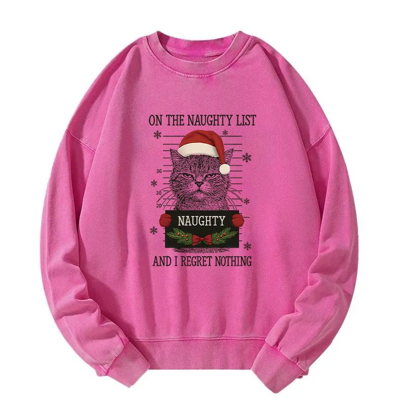 Christmas Naughty Cat Washed Sweatshirt