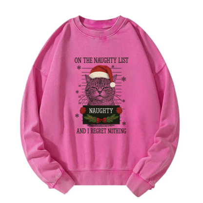Christmas Naughty Cat Washed Sweatshirt
