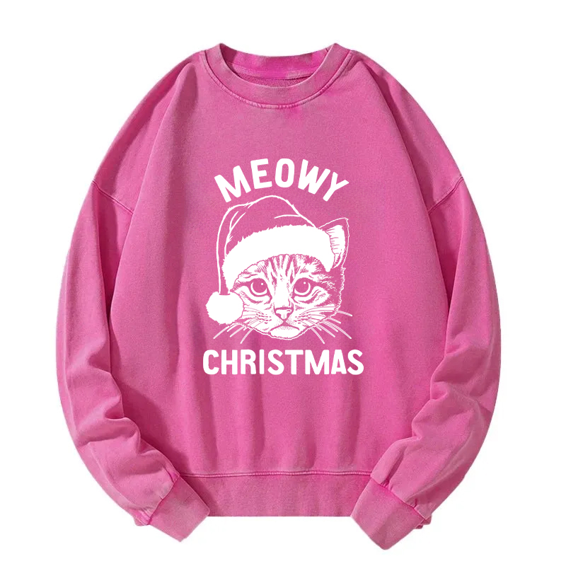 Meowy Christmas Washed Sweatshirt