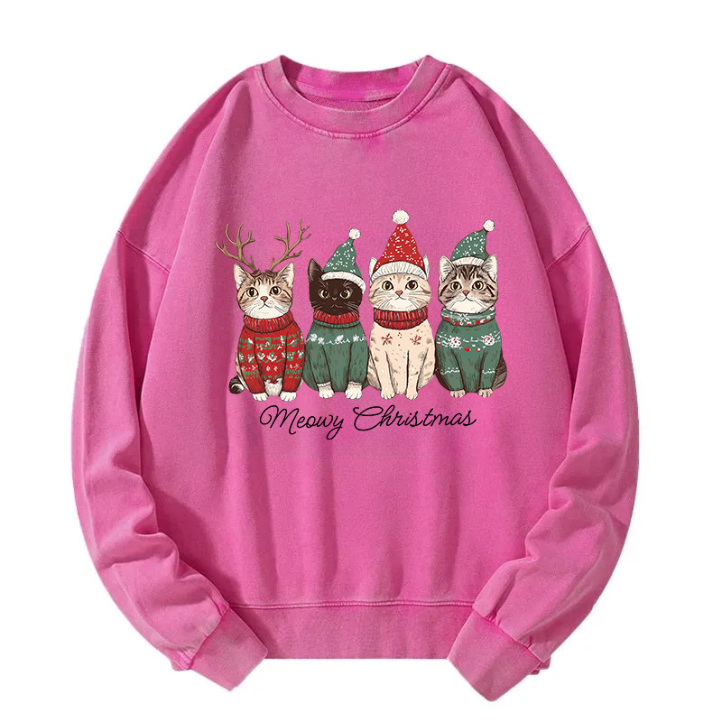 Meowy Christmas Cats Washed Sweatshirt