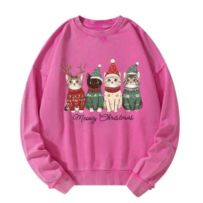 Meowy Christmas Cats Washed Sweatshirt