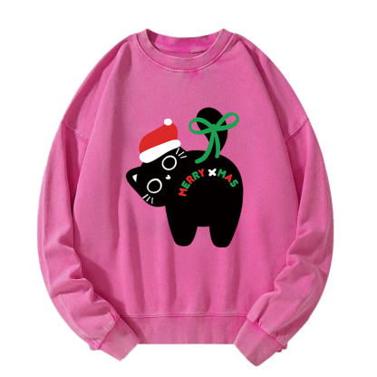 Funny Merry Xmas Cat Washed Sweatshirt